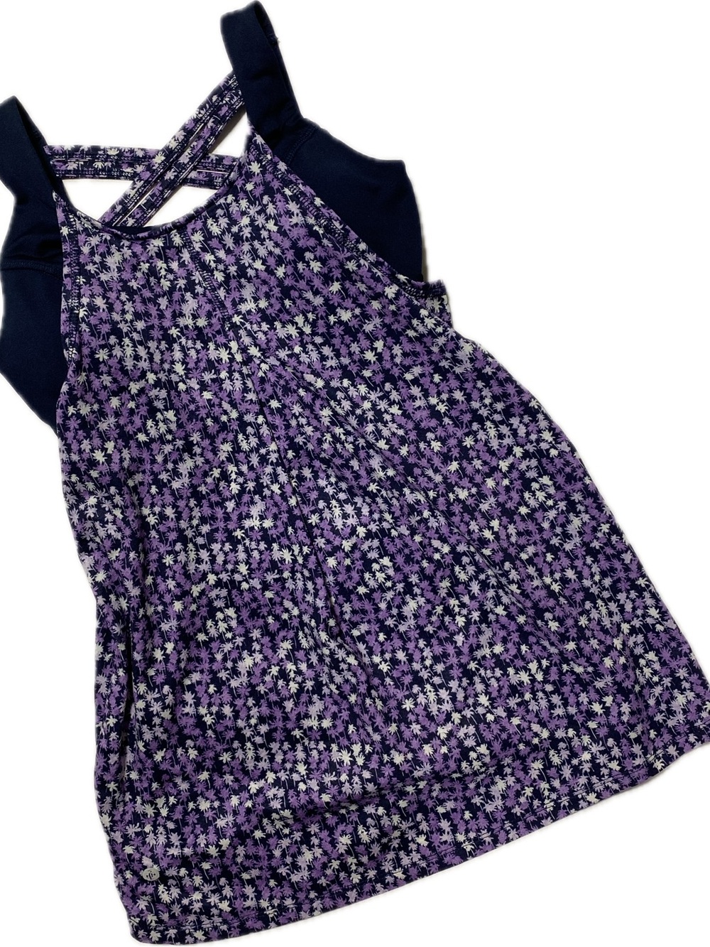 Jockey Purple Floral Crossback Tank with Navy Shelf